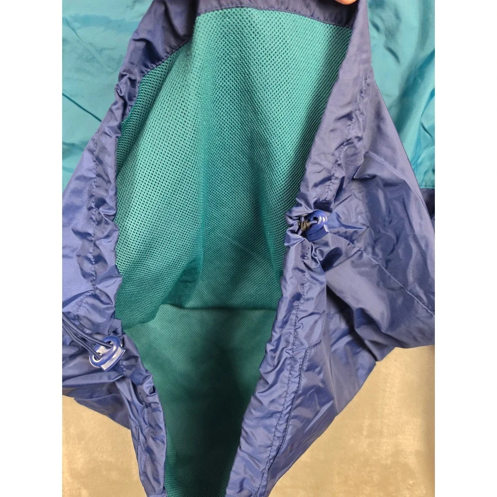 Vintage Adidas Windbreaker Jacket Mens M Blue Green Colorblock Anorak Pullover